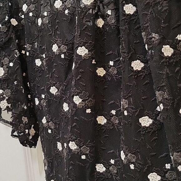 Pearl Lela Rose Embroidered Lace and Tulle Flounce Dress - Picture 7 of 16